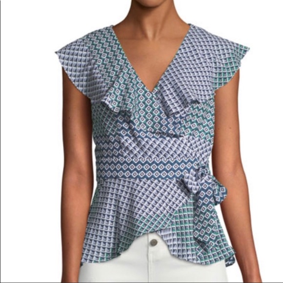 Parker Tops - Parker Melinda SZ M V Neck Cap Sleeve Self Tie